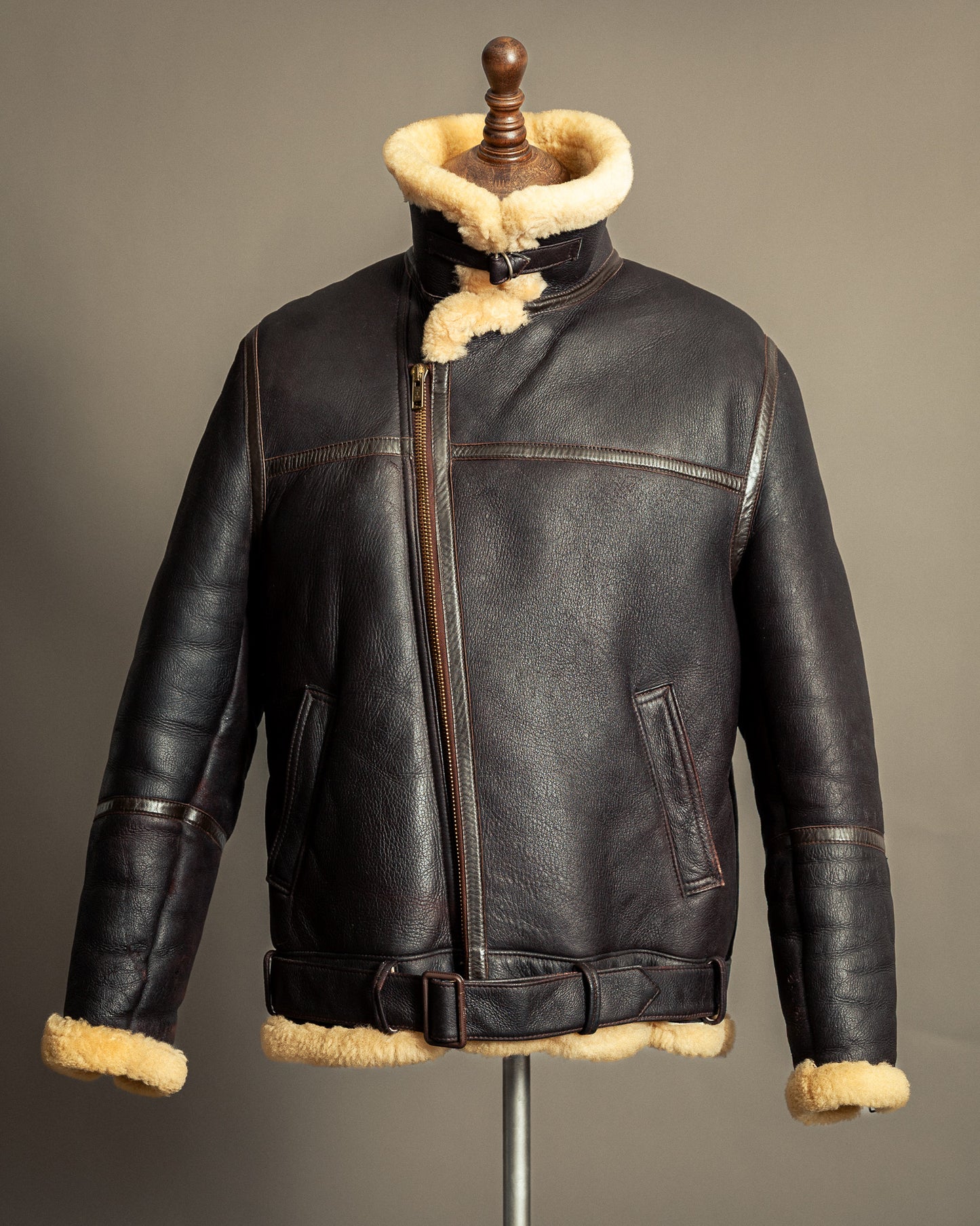 Vintage 1980s Sheepskin Shearling Flying Jacket Medium (42)