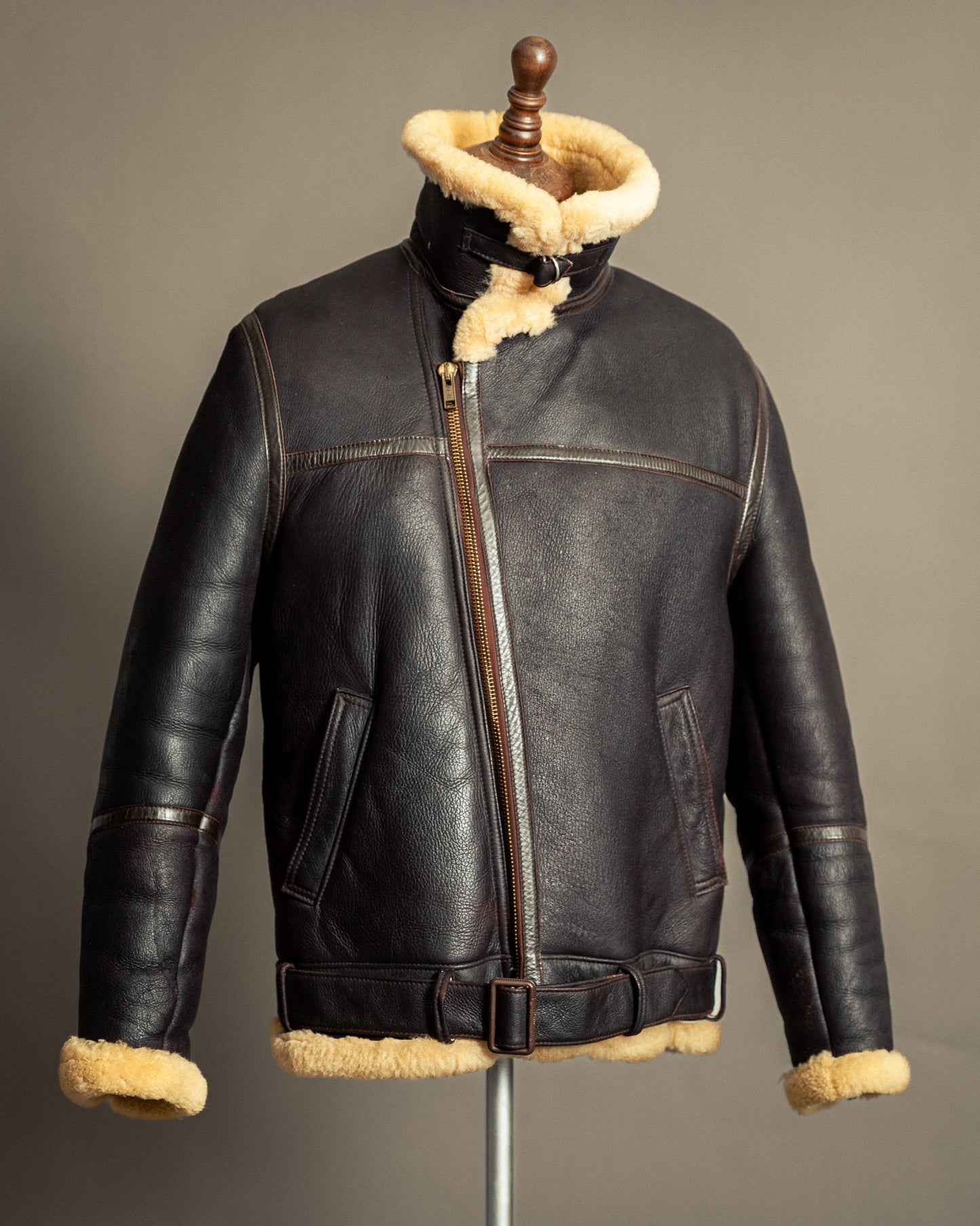 Vintage 1980s Sheepskin Shearling Flying Jacket Medium (42)