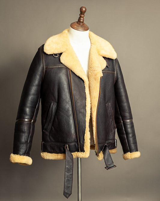 Vintage 1980s Sheepskin Shearling Flying Jacket Medium (42)