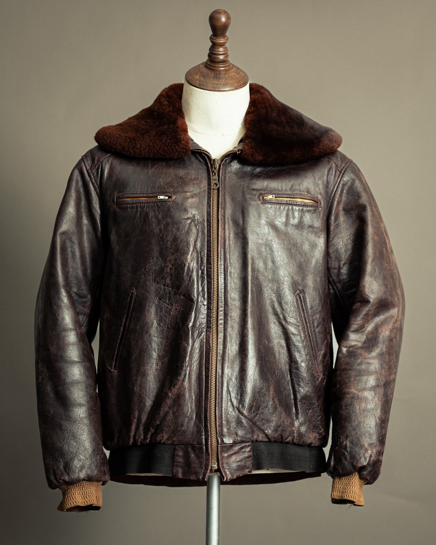 Vintage 1972 Japanese Air Force Leather Flight Jacket - Large (44)