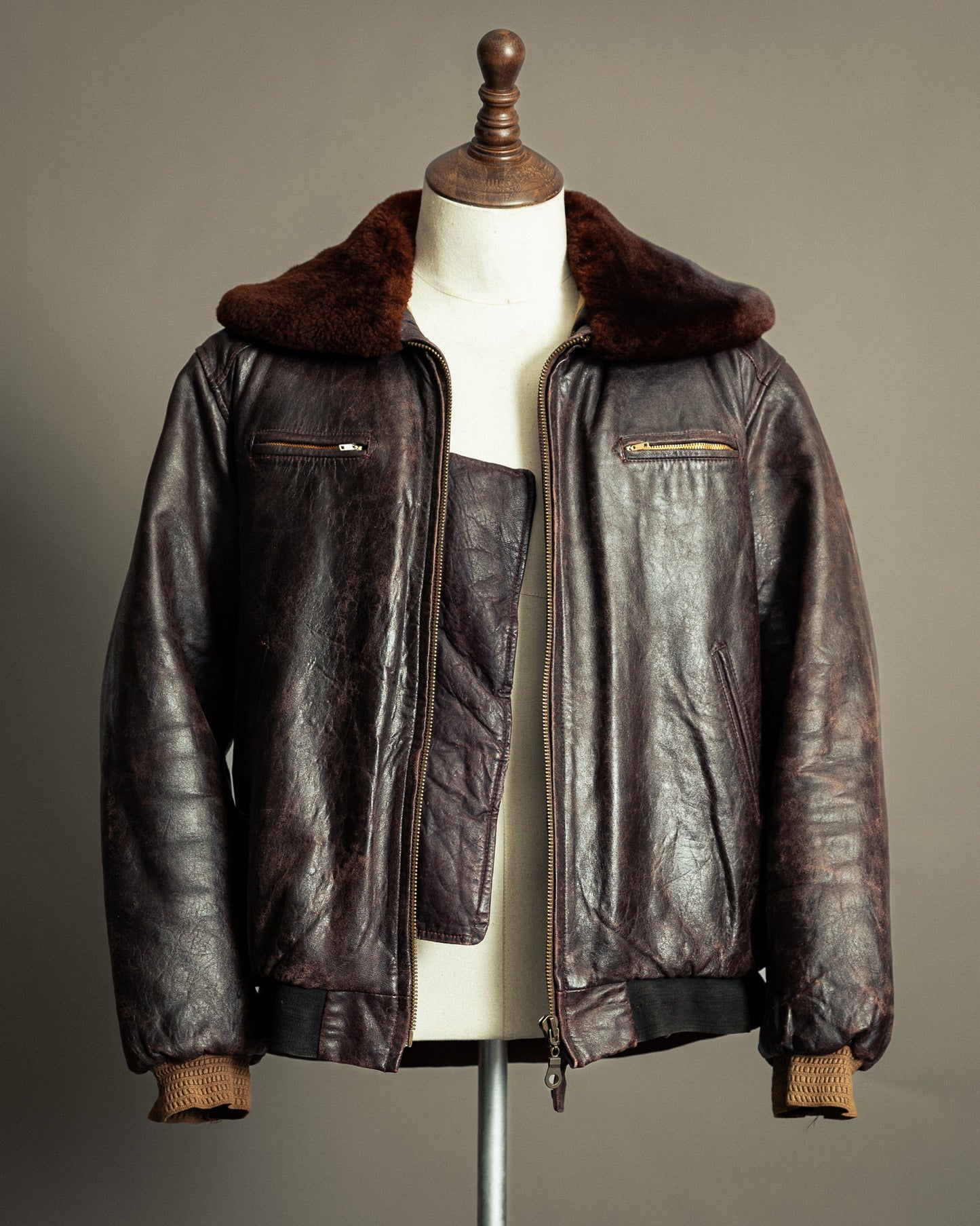 Vintage 1972 Japanese Air Force Leather Flight Jacket - Large (44)