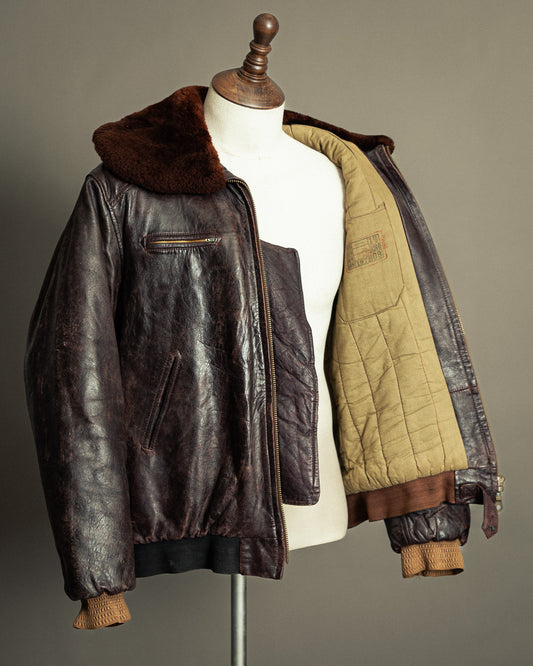 Vintage 1972 Japanese Air Force Leather Flight Jacket - Large (44)