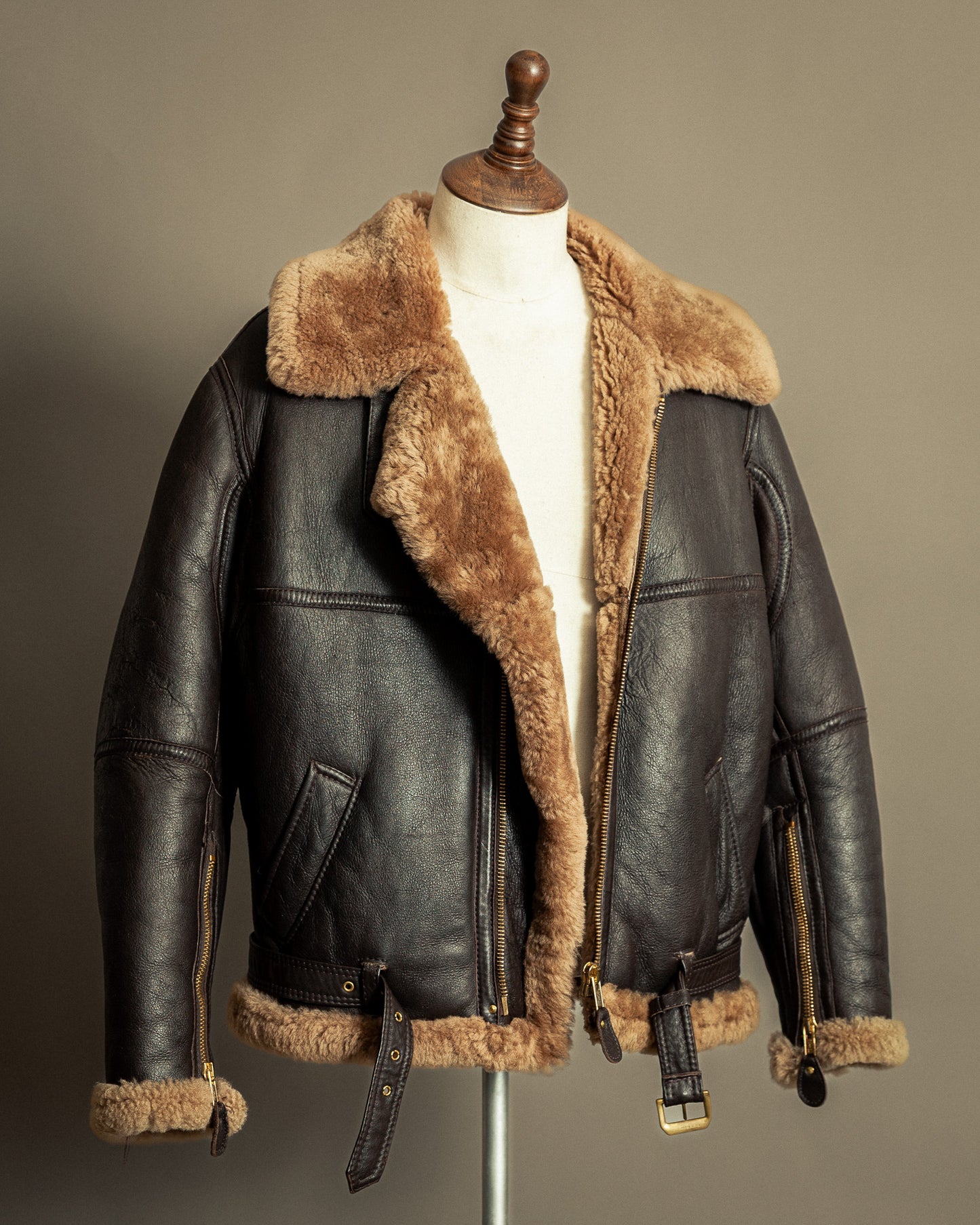 Vintage British Sheepskin Flying Jacket – Handcrafted in Somerset, England - Large (44)