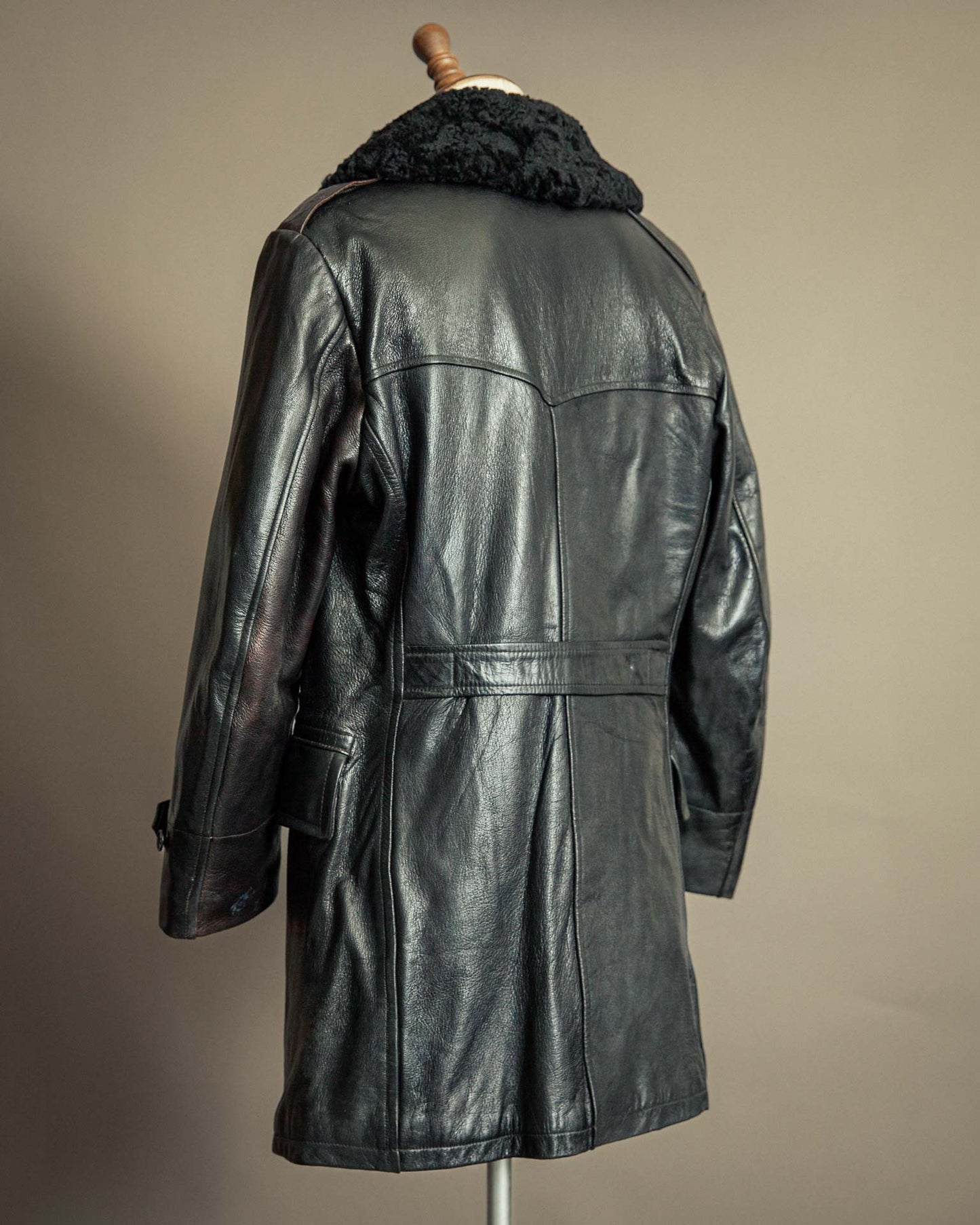 Vintage 1940s Swedish Officers Goatskin Leather Trench Coat - Medium (42)