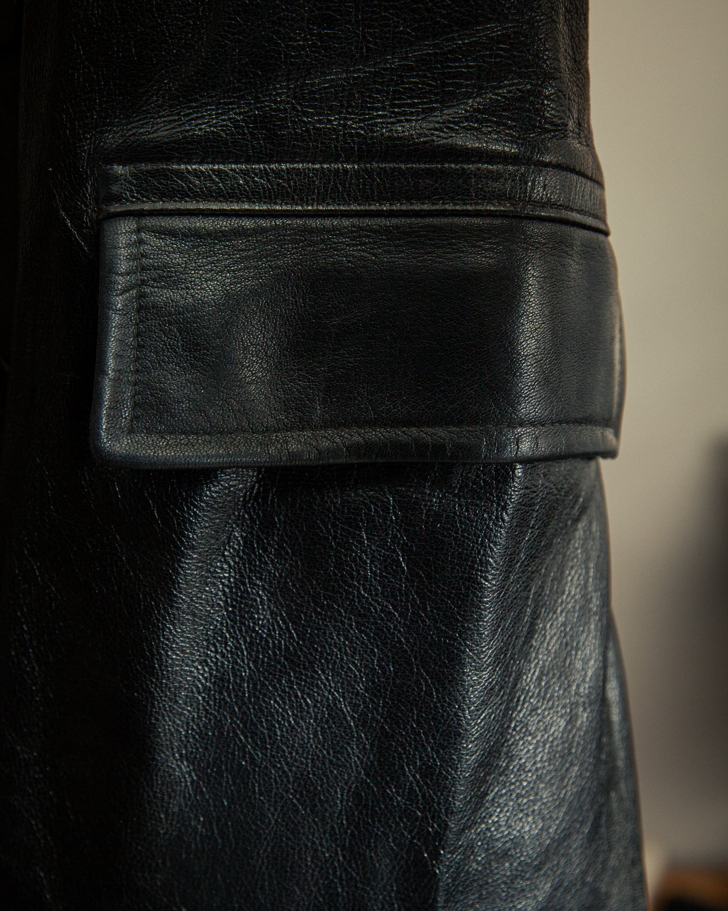 Vintage 1940s Swedish Officers Goatskin Leather Trench Coat - Medium (42)