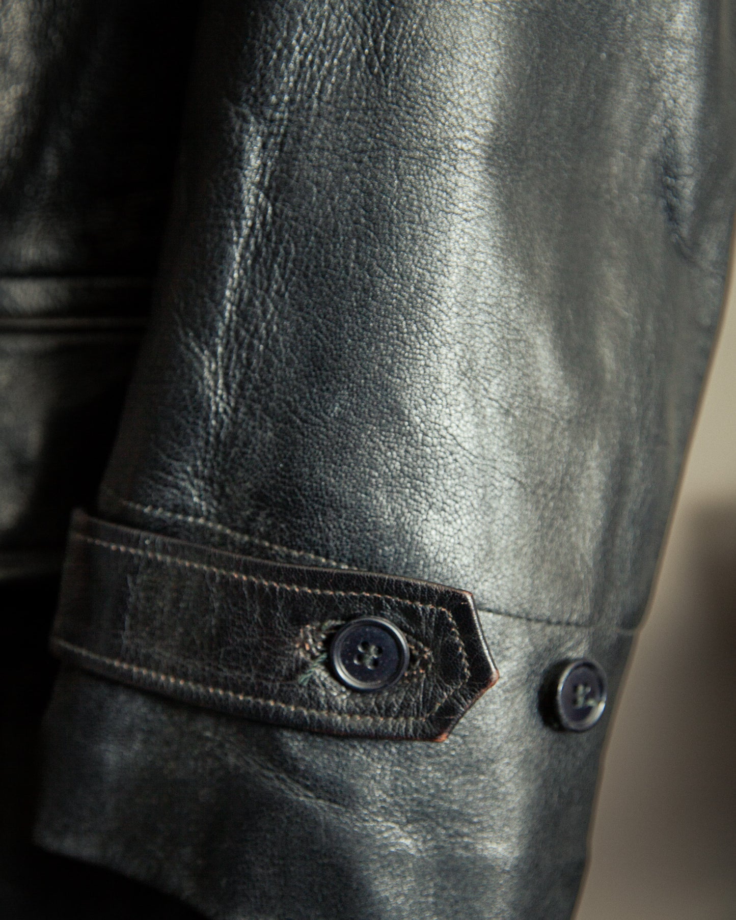 Vintage 1940s Swedish Officers Goatskin Leather Trench Coat - Medium (42)