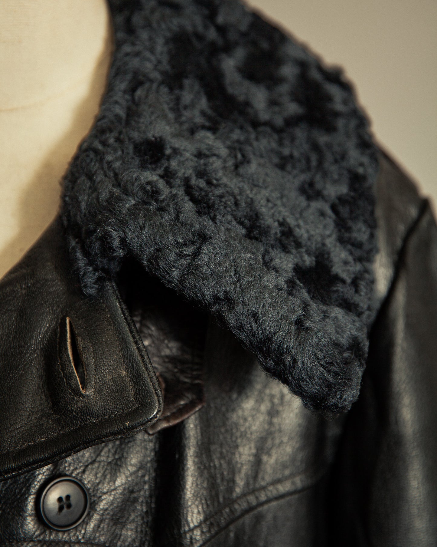 Vintage 1940s Swedish Officers Goatskin Leather Trench Coat - Medium (42)