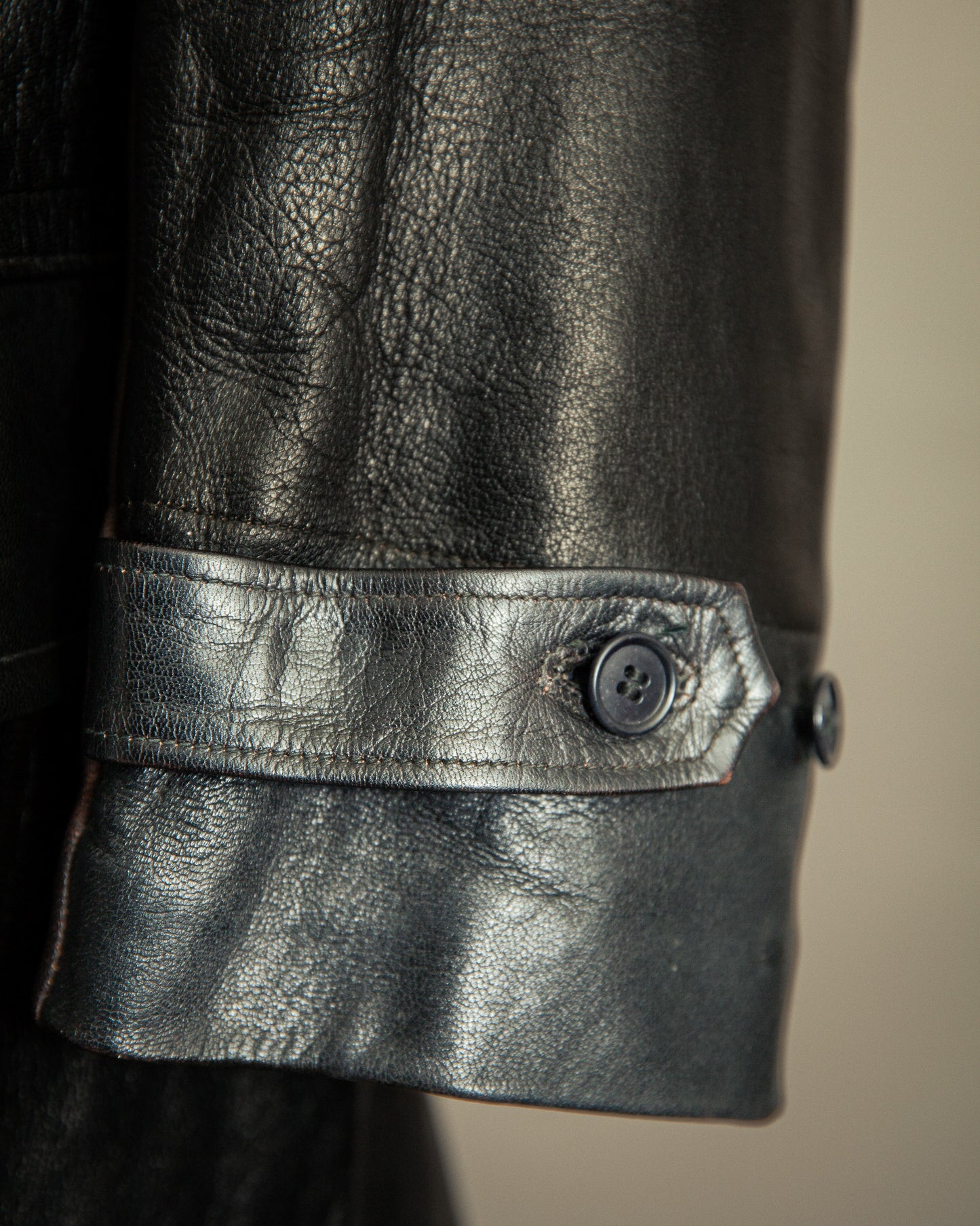 Vintage 1940s Swedish Officers Goatskin Leather Trench Coat - Medium (42)