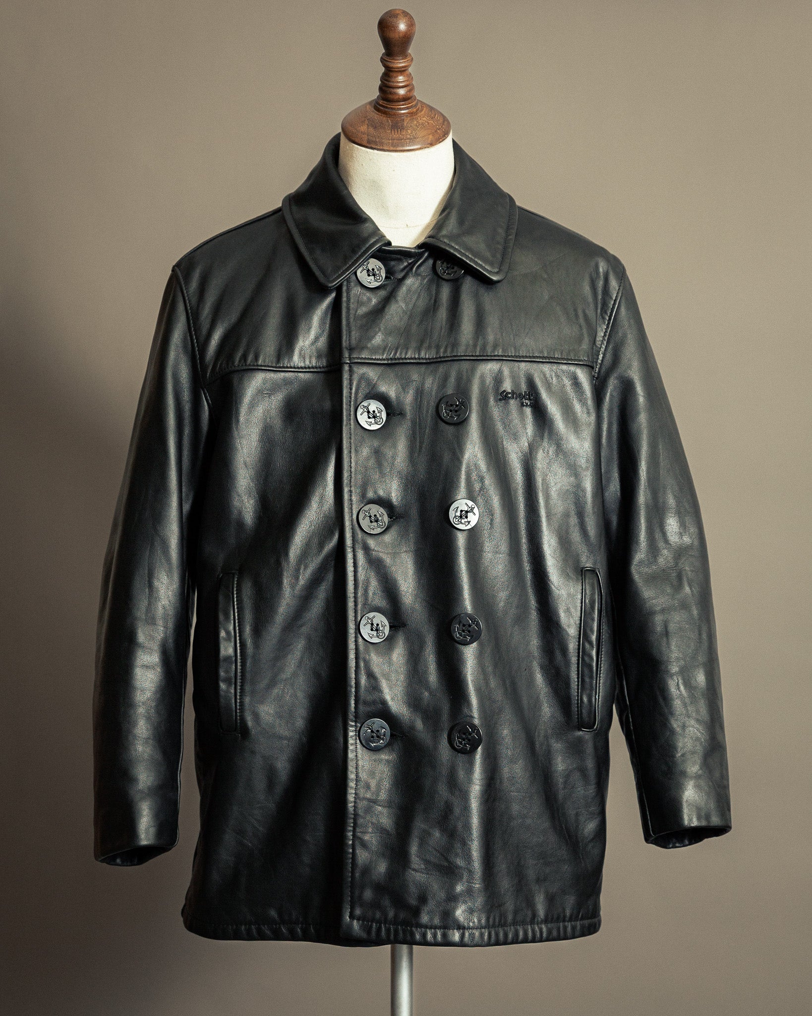 Vintage Schott NYC U.S. 740N Leather Pea Coat – Made in USA