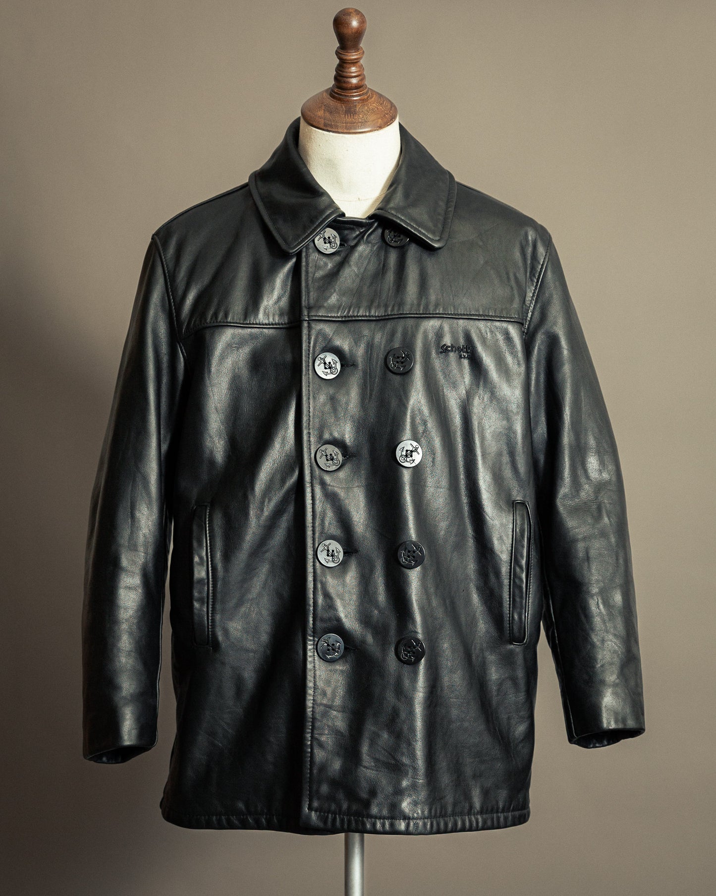 Schott NYC U.S. 740N Leather Pea Coat – Medium (42)