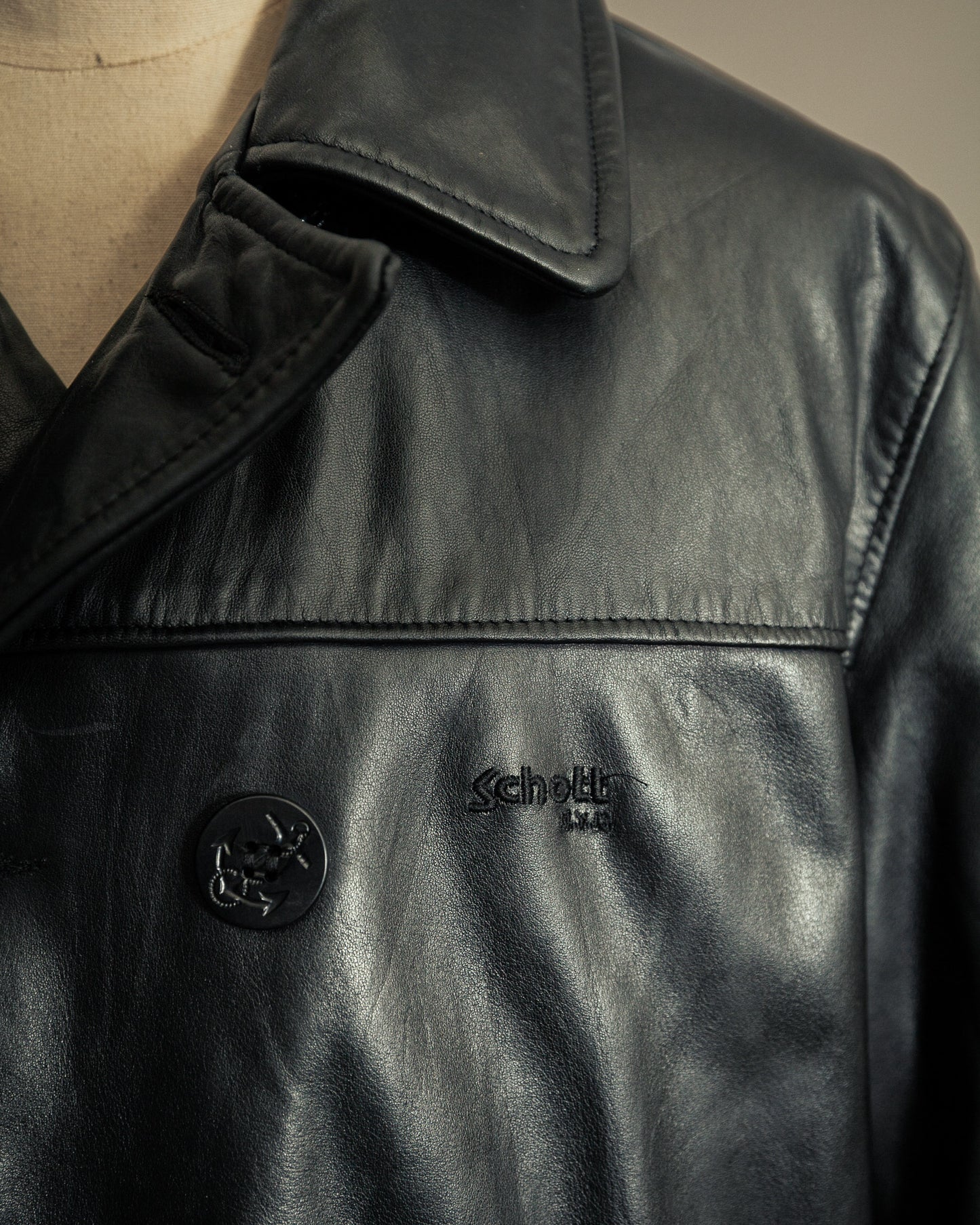 Schott NYC U.S. 740N Leather Pea Coat – Medium (42)