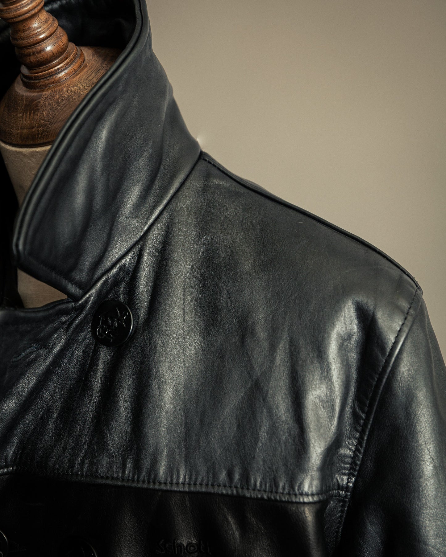 Schott NYC U.S. 740N Leather Pea Coat – Medium (42)