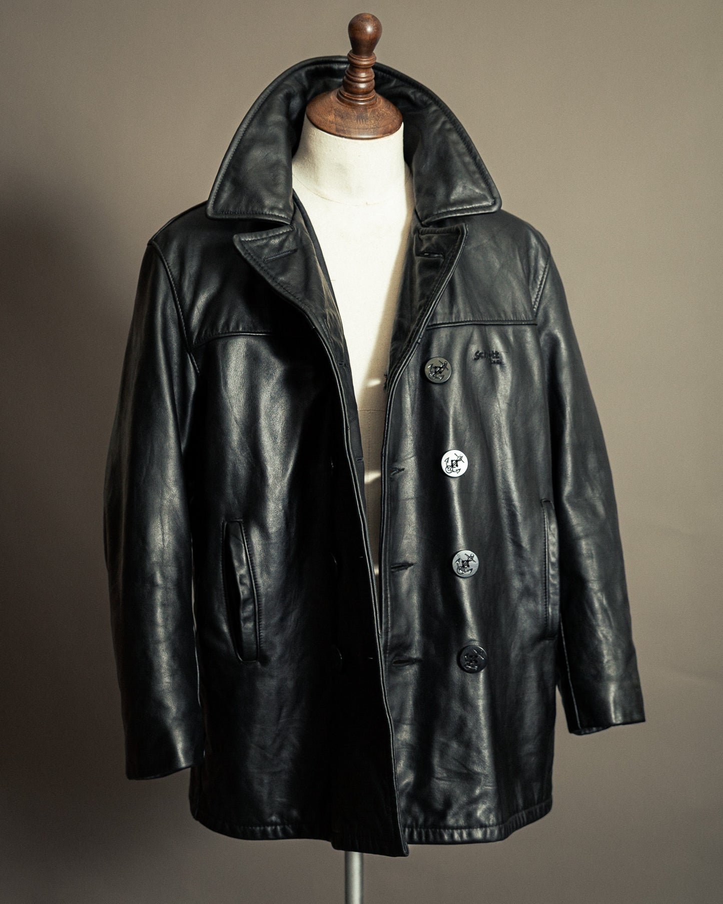Schott NYC U.S. 740N Leather Pea Coat – Medium (42)