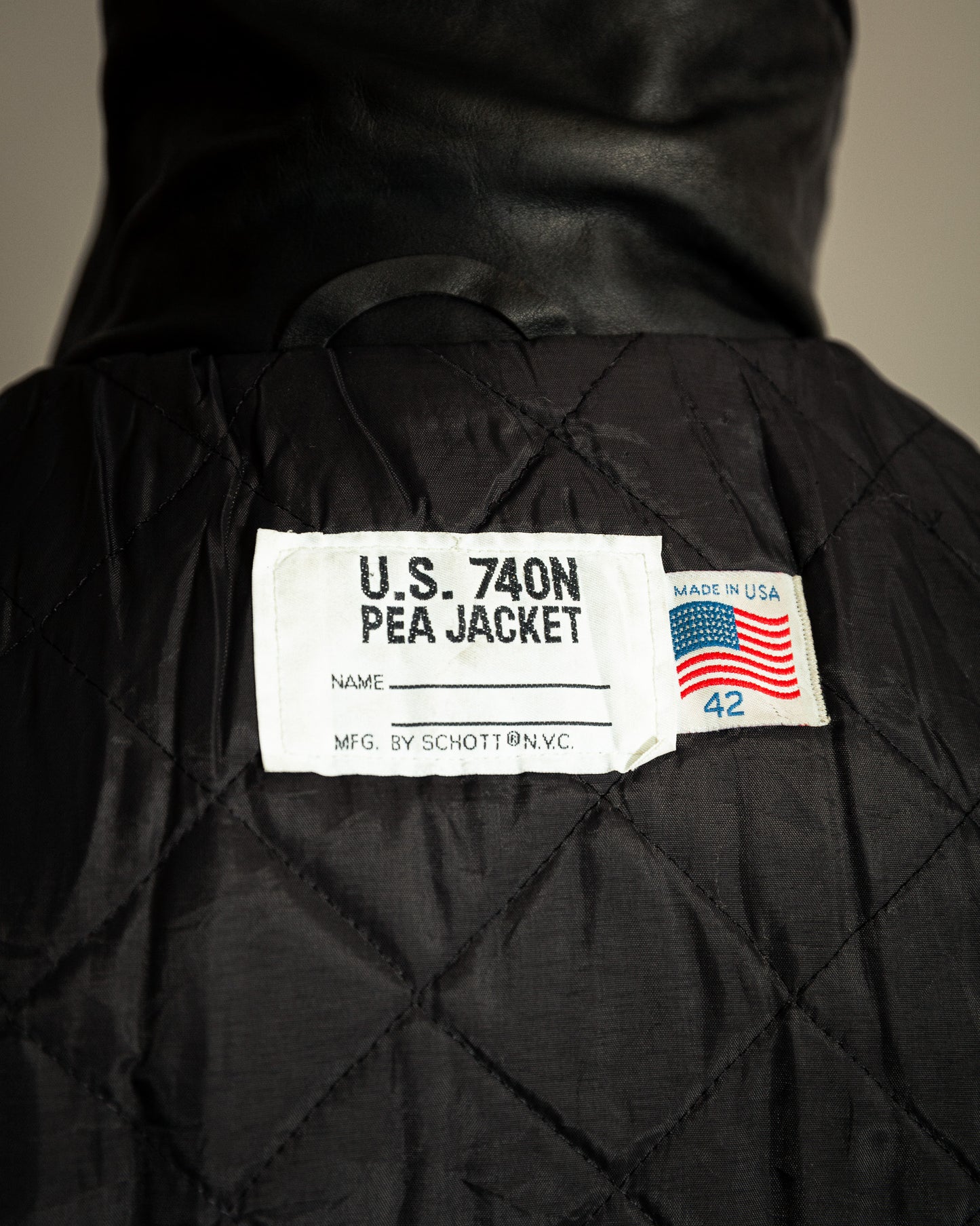 Schott NYC U.S. 740N Leather Pea Coat – Medium (42)