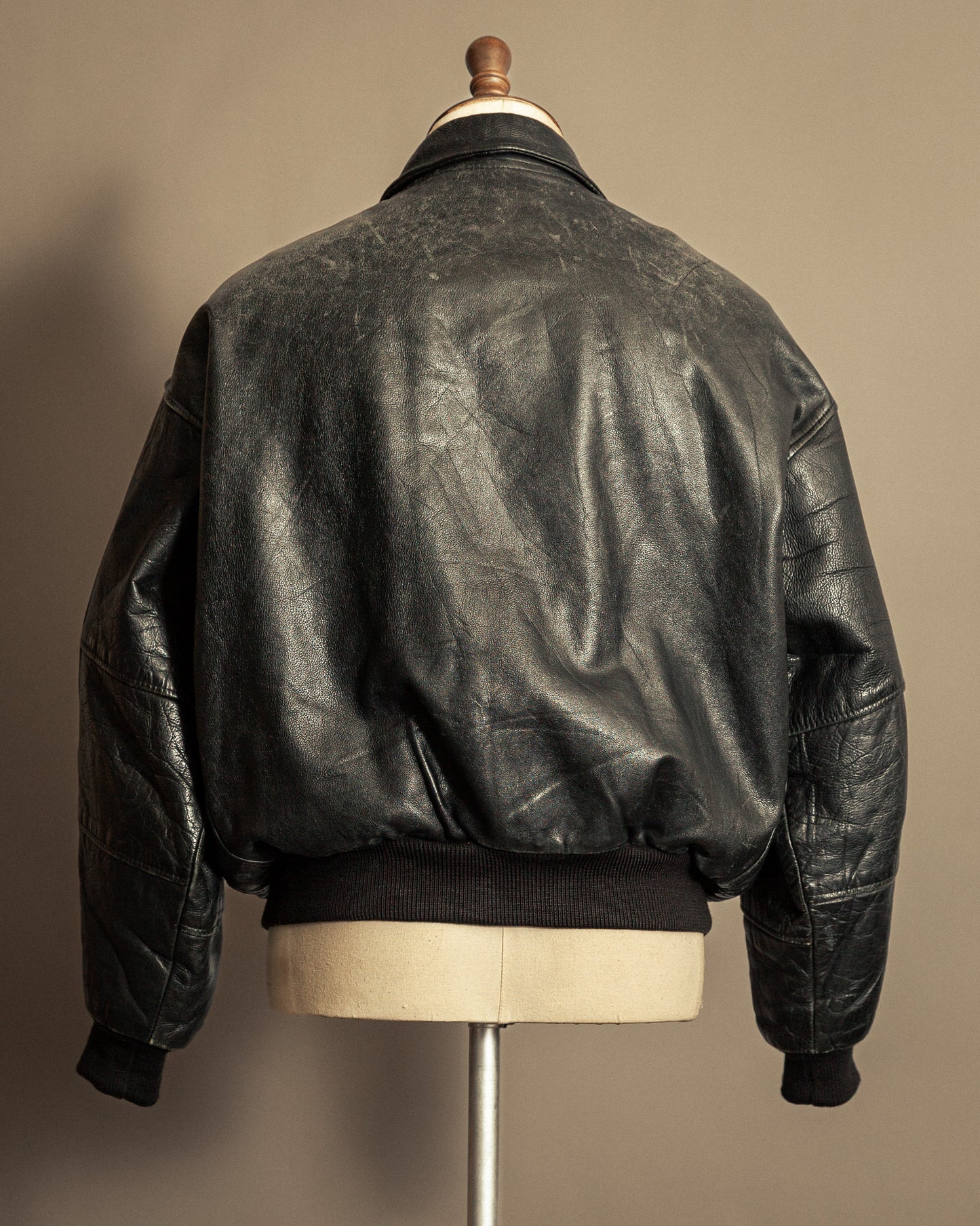 Vintage 1980s Kudsak Black Goatskin Bomber Jacket - Large (44)