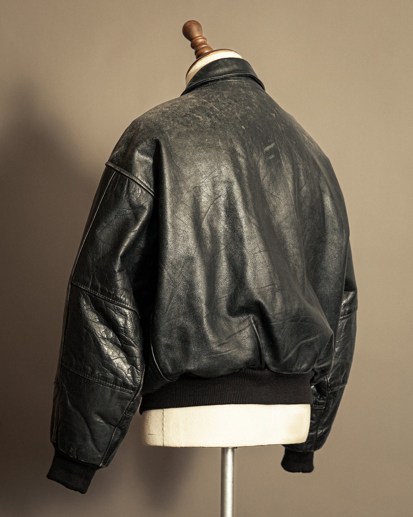 Vintage 1980s Kudsak Black Goatskin Bomber Jacket - Large (44)