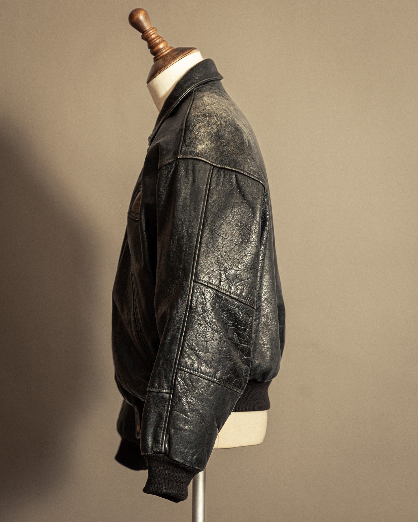 Vintage 1980s Kudsak Black Goatskin Bomber Jacket - Large (44)
