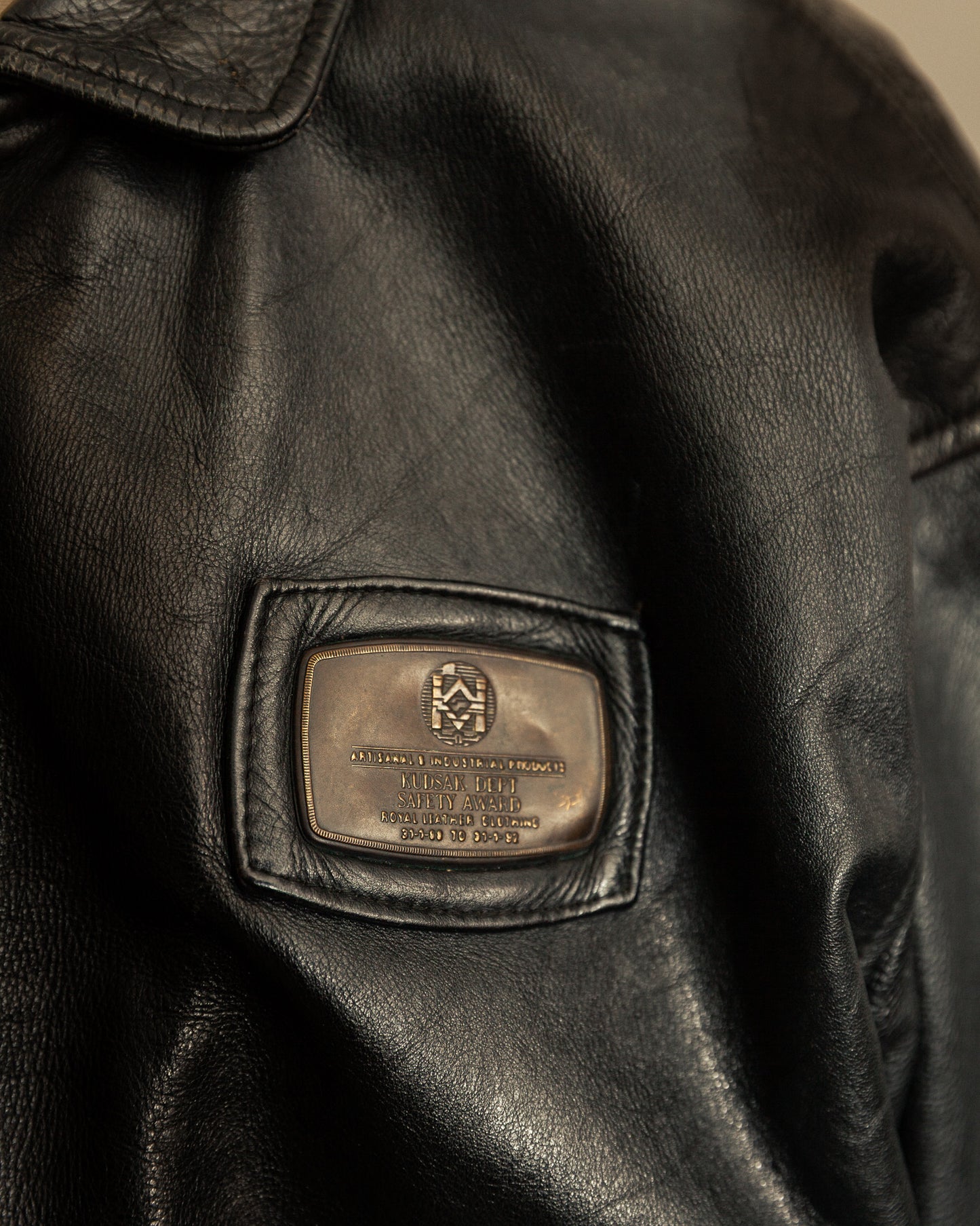 Vintage 1980s Kudsak Black Goatskin Bomber Jacket - Large (44)