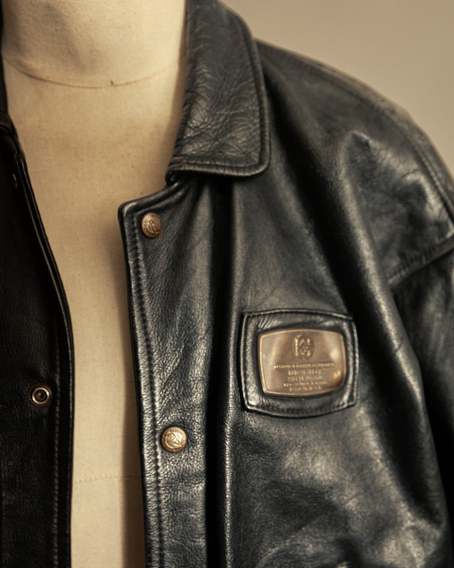 Vintage 1980s Kudsak Black Goatskin Bomber Jacket - Large (44)