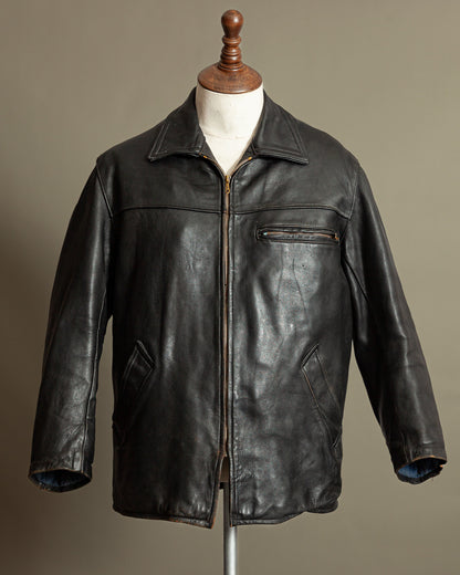 Vintage 1950s French Leather Workwear Jacket - Medium (42-44)