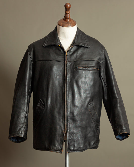 Vintage 1950s French Leather Workwear Jacket - Medium (42-44)