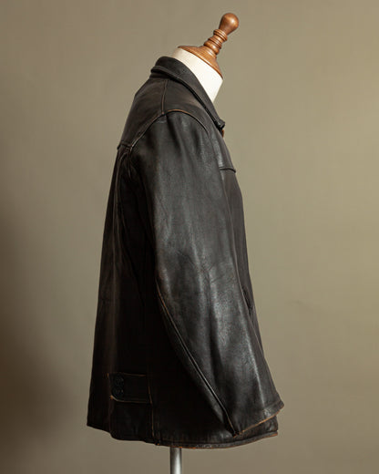 Vintage 1950s French Leather Workwear Jacket - Medium (42-44)