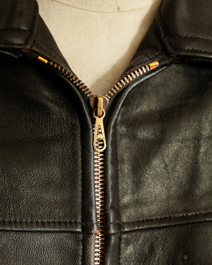Vintage 1950s French Leather Workwear Jacket - Medium (42-44)
