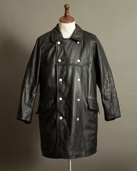 Vintage Häckel & Co. German Police Leather Overcoat - Large (42-44)