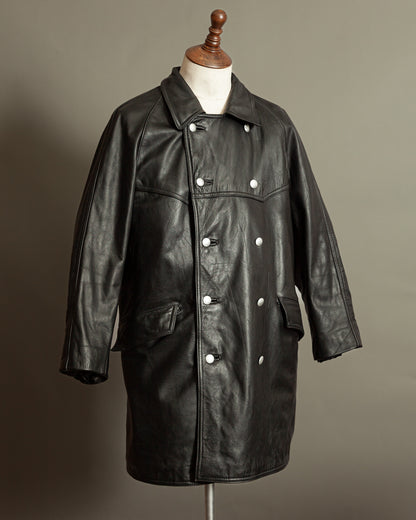 Vintage Häckel & Co. German Police Leather Overcoat - Large (42-44)