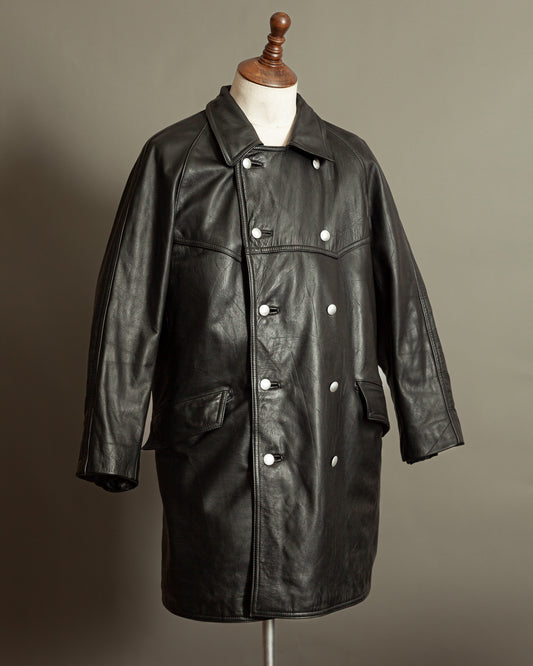 Vintage Häckel & Co. German Police Leather Overcoat - Large (42-44)