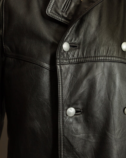 Vintage Häckel & Co. German Police Leather Overcoat - Large (42-44)