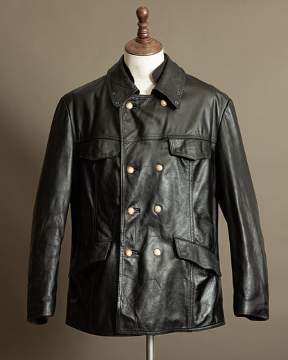 Vintage 1970s German Leather Police Motorcycle Jacket - Large (44)