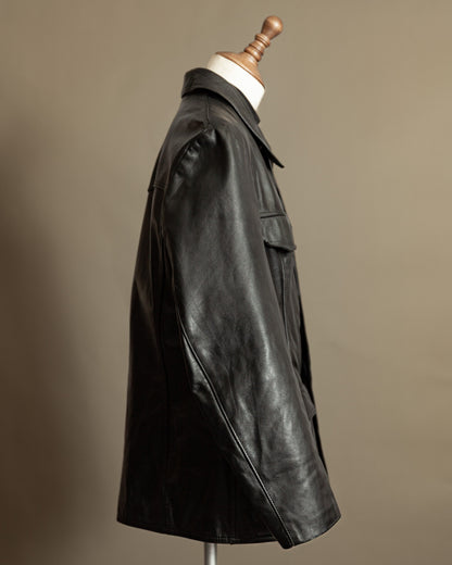 Vintage 1970s German Leather Police Motorcycle Jacket - Large (44)