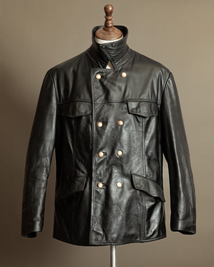 Vintage 1970s German Leather Police Motorcycle Jacket - Large (44)
