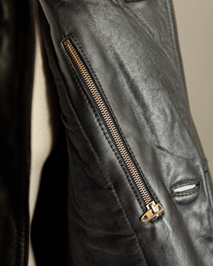 Vintage 1970s German Leather Police Motorcycle Jacket - Large (44)