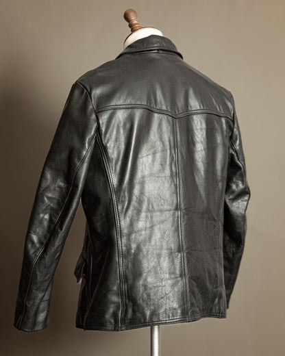 Vintage 1970s German Leather Police Patrol Jacket - Medium (42)