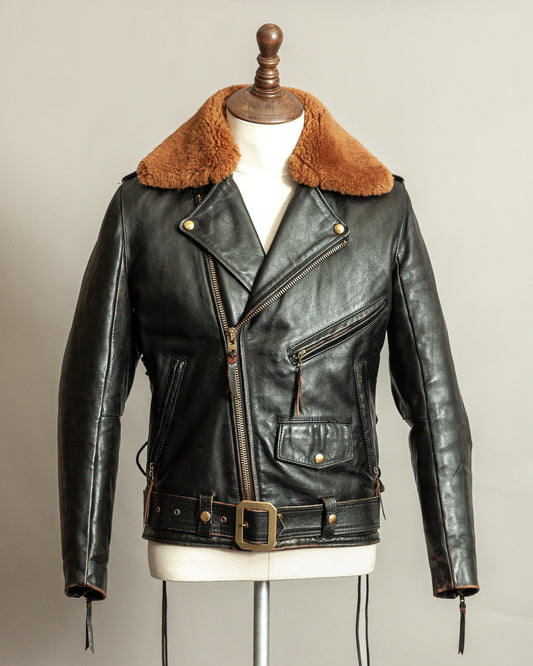 Vintage Vanson Model E Teacore Leather Jacket with Mouton Collar – Size 36