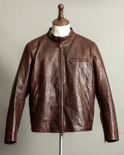 Vintage Ralph Lauren Oversized Burnished Leather Café Racer Jacket – Size XL