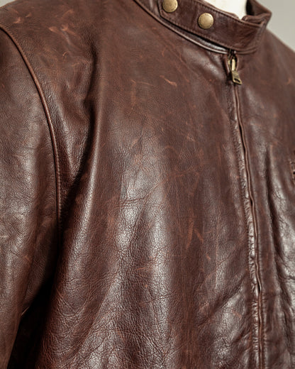 Vintage Ralph Lauren Oversized Burnished Leather Café Racer Jacket – Size XL