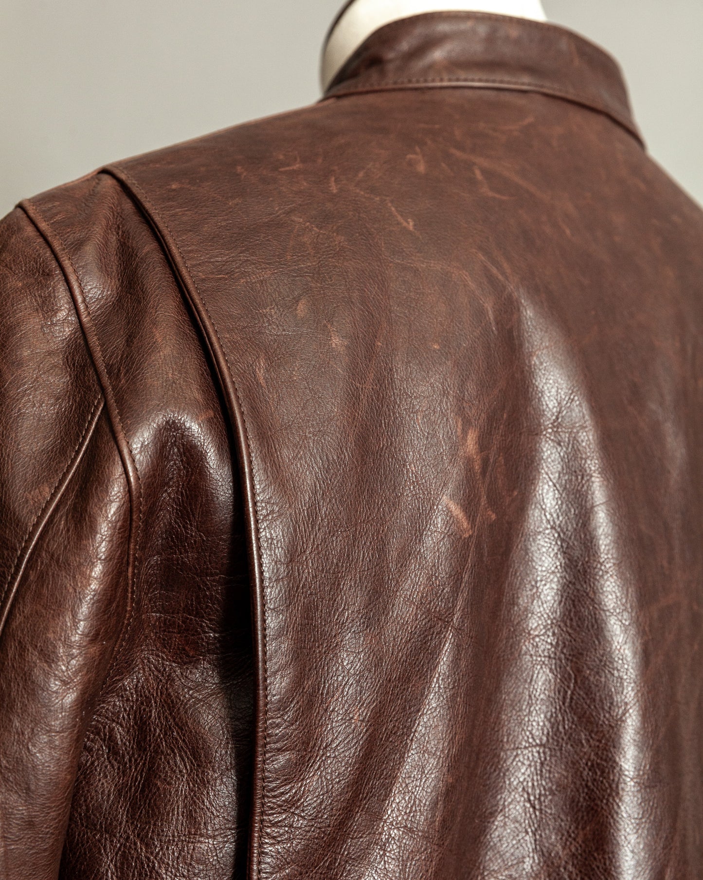 Vintage Ralph Lauren Oversized Burnished Leather Café Racer Jacket – Size XL