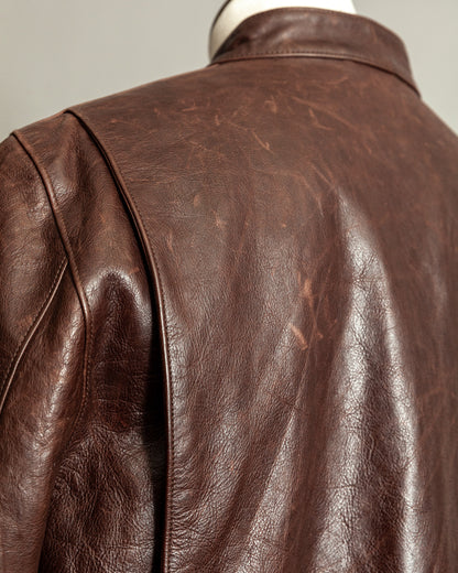 Vintage Ralph Lauren Oversized Burnished Leather Café Racer Jacket – Size XL