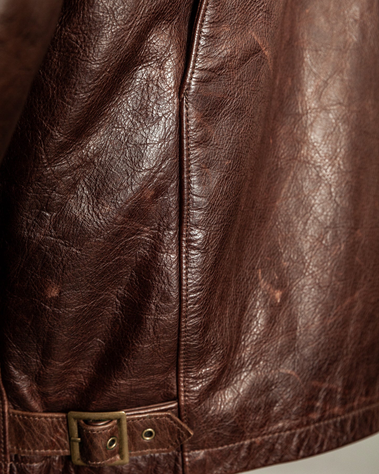 Vintage Ralph Lauren Oversized Burnished Leather Café Racer Jacket – Size XL