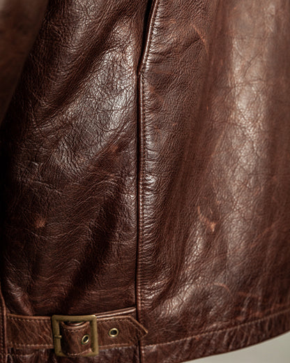 Vintage Ralph Lauren Oversized Burnished Leather Café Racer Jacket – Size XL