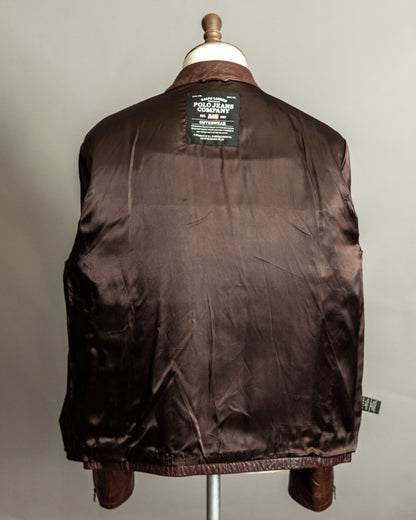 Vintage Ralph Lauren Oversized Burnished Leather Café Racer Jacket – Size XL