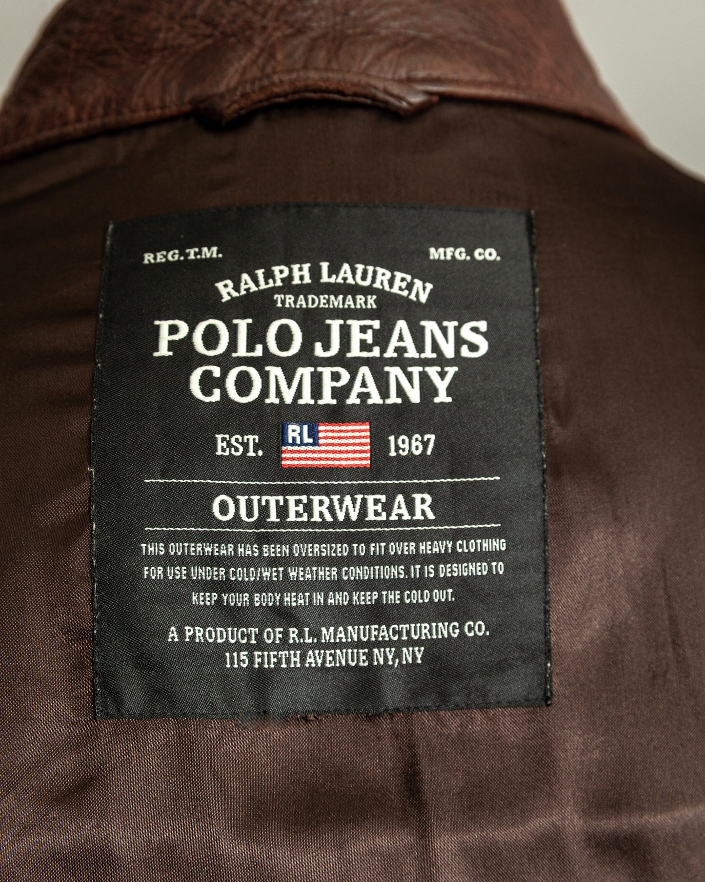 Vintage Ralph Lauren Oversized Burnished Leather Café Racer Jacket – Size XL