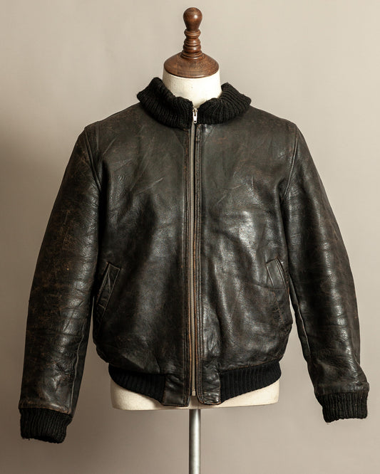1950s West German Vintage Leather Blouson Jacket - Medium (42)