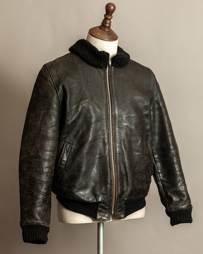 1950s West German Vintage Leather Blouson Jacket - Medium (42)