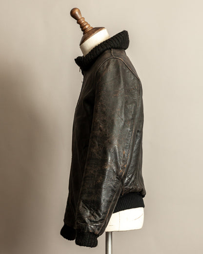 1950s West German Vintage Leather Blouson Jacket - Medium (42)