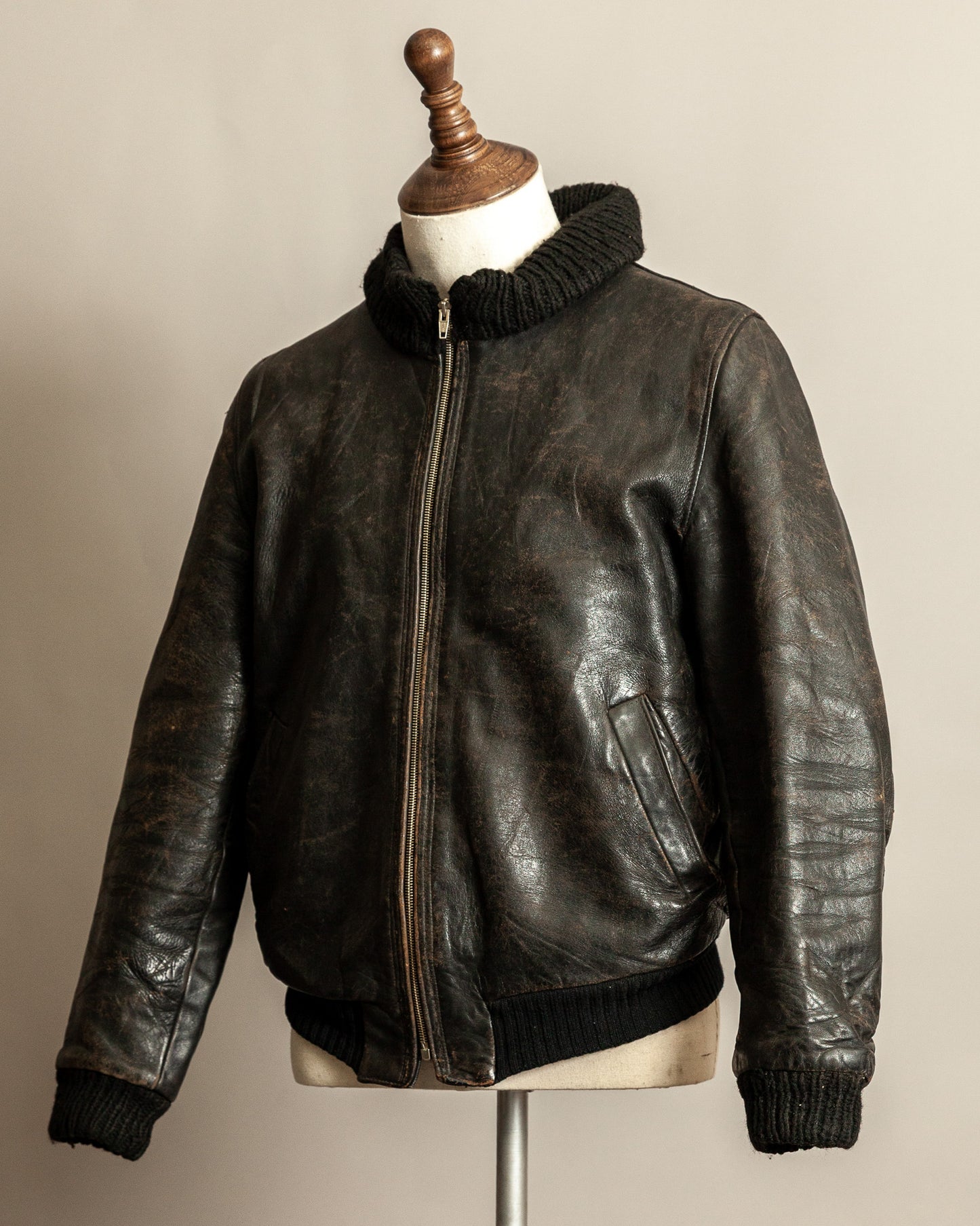 1950s West German Vintage Leather Blouson Jacket - Medium (42)
