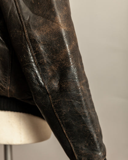 1950s West German Vintage Leather Blouson Jacket - Medium (42)